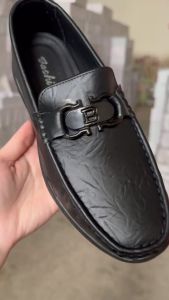 [Ảnh thật] 7318 Giày mọi giày lười giày công sở Nam mũi tròn da mềm logo B nổi thời trang sang trọng size 39-44⭐❣️
