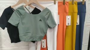 Áo thun nữ tập gym yoga aerobic thể thao NAQI ngắn tay croptop kèm mút chất liệu thun lạnh co dãn 4 chiều BINSPORTS A274