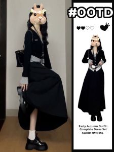 ZHENMANZI | Korean Style Early Spring New Arrivals Faux Two-Piece Dress Set