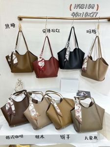 2025 New Fashion Korean Style Large Capacity Womens Tote Bag 9816 Texture Silk Scarf Lychee Pattern Simple Shoulder Versatile