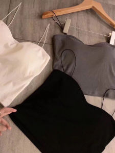 Solid Color Low Neck Slim Fit Baring Belly Suspender Cotton Knitted Tube Top Womens Summer Underwear Home Clothes