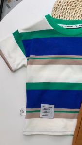 Garis-garis Kualitas Tinggi setelan baju kaos bayi Gaya Korea fashion jas pakaian baby Set dua potong imut tampan Musim panas