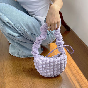 Korean Pleated Puffer Underarm Bags 2023 Womens Quilted Bubble Clutch Tote Pouch Ladies Padded Small Handbags New Shoulder Bags