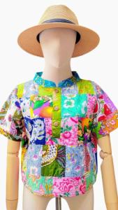 เสื้อครอปคอจีน แฮนด์เมดสไตล์โบฮีเมียน | ผ้าป่านอินเดีย | งาน Patchwork | มี 2 โทนสี / หลายไซส์ให้เลือก