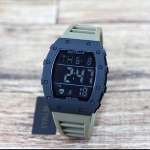 SKYMAX 2118G Original Jam Tangan Wateresis Strap Tali Rubber Pria-Wanita Free Batrai Cadangan (Andre What 97)
