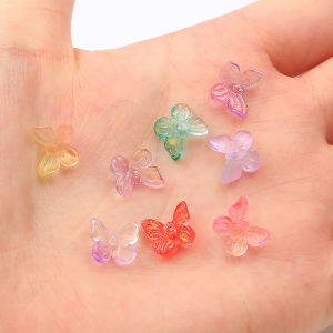 10pcs Multi Gradient Color Lampwork Beads Butterfly Shape Glass Charms Beads For Jewelry Making Bracelet Necklace Handmade DIY Accessories