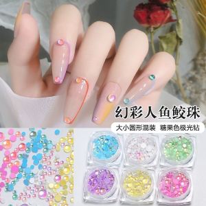Aurora Crystal Nail Decorations Mixed Macaron Colors Fairy Tale Bubble Beads Manicure Tools Shiny Glossy Nail Art Accessories