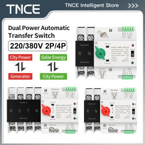 TNCE Din Rail 2P/4P ATS Dual Power Automatic Transfer Switch Electrical Selector Switches Uninterrupted Power Single/Three Phase