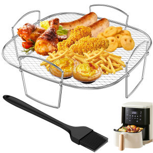 Air Fryer Rack ย่าง Rack สแตนเลสทําอาหารนึ่งย่าง Rack Multi-Purpose Toast ตะกร้าครัวเบเกอรี่เครื่องมือ