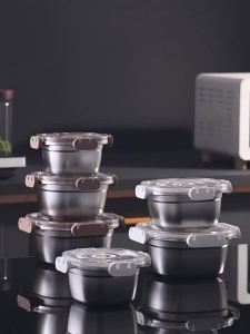 JUSTINLAU | 304 Stainless Steel Lunch Box Leakproof Lid Food Preservation Box Portable Storage Containers Airtight Containers Kitchen Tools