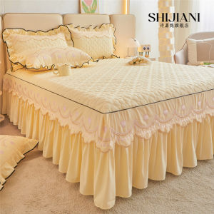 French Bed Skirt with Cotton Edge Duvet Cover Style Four Seasons Universal Bed Sheet Set Bed Cover Apron Quilt Cover Four Piece Set