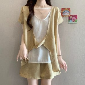 Bộ Đồ Hè Cho Size Lớn Áo Vòng Cổ V Không Tay và Quần Short