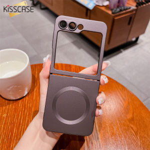KISSCASE Fashion Solid Color Matte Folding For Magsafe Wireless Charge Case For Samsung Galaxy Z Flip5 5G Flip4 Flip3 Soft Silicone Cover