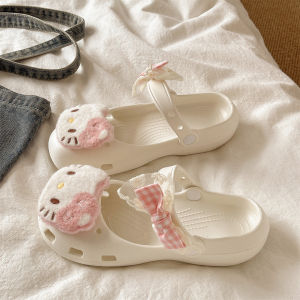QIAOHUI | Ballet Style Bow and Cat Print Thick Sole Anti-slip Summer Casual Shoes
