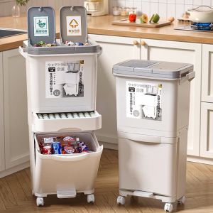 MMZECE | Hands-free Kitchen Trash Bin With Wheels Tall and Movable