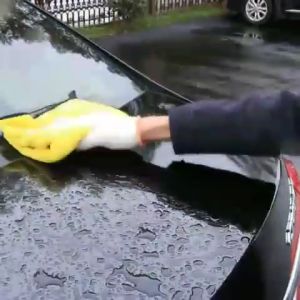 Khăn lau xe ô tô sợi Microfiber 2 mặt vàng -xám siêu thấm dày chuyên dụng
