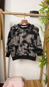 Áo nỉ bé trai sành điệu 5-12 tuổi loang in chữ cái vải nỉ len kiểu dáng khỏe khoắn thời trang