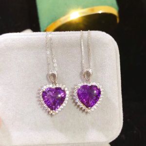 Montagne Jewelry 925 Silver Pendant Love Heart Design 821 Fine Jewellery Natural 10x10mm Amethyst Pendant Necklace