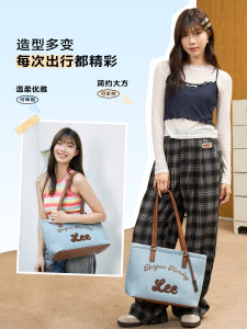 Lee Womens Tote Bag Fashionable Versatile Single Shoulder Computer Bag Large Capacity for School Class British Style Stripe Pattern