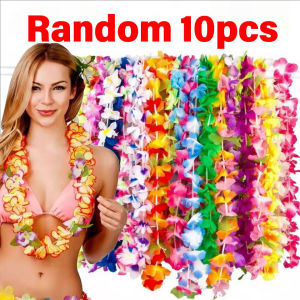 YESPERY 5/10Pc Hawaii Party Flower Necklace Wreath Garland Floral Wedding Birthday Party Supplies Garland Decoration