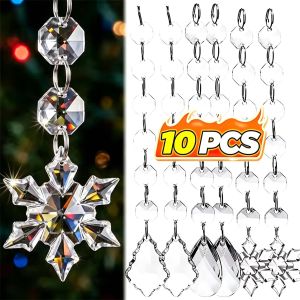 10Pcs DIY Christmas Crystal Snowflake Pendant Christmas Transparent Acrylic Decorative Pendant Wedding Holiday Party Venue Decoration