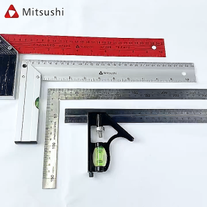 Mitsushi 30cm Adjustable Combination Square Angle Ruler 45/90 Degree With Bubble Level Gauge Measure