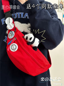 Trendy Red Chest Bag Japanese Style Ins Mobile Phone Waist Bag Simple Small Bag Female Casual Sports Cycling Crossbody Bag Male