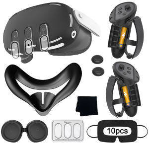High Quality 9 In 1 VR Accessories Silicone Cover Set For Meta Quest 3 With Lens film&10pcs Disposable Masks&Wiping cloth
