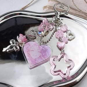 Alien Stage Heart Acrylic Mizi And Sua Beaded Matching Keychains