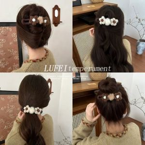 Autumn Winter Knitted Flower Hair Clips Womens Half up Bun Duckbill Clip Hair Accessories Fresh out Fashion Korean Style