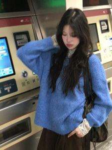 SENWA | Lazy Elegance Blue Knit Sweater