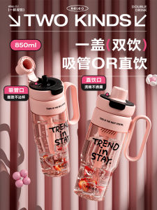 Large Capacity Tritan Straw Cup for Women Tea Water Separation Cool Style Handle Cover Ice Dominating Cup High Aesthetic Value