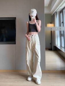 Womens wide-leg overalls Loose slimming slacks for women