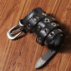 Genuine Leather Belt for Women Single Row Buckle Multi-Hole Position Flower Buckle Waist Belt Stylish And Durable