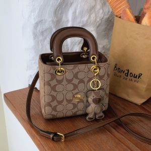 Luxury Women Bag 2026 New Vintage Classic Monogram Handbag Fashion Designer Ladies Tote Crossbody Bag with Bear Charm