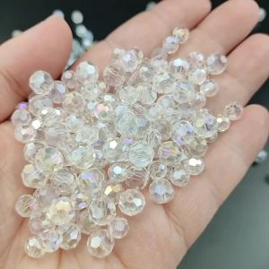 Faceted Round Austrian Crystal Glass White AB Spacer Loose Beads 3/4/6/8/10MM For Jewelry Making DIY Bracelet Necklaces Earrings