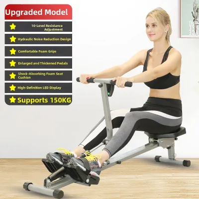 PINNAI | Silent Foldable Rowing Machine For Weight Loss And Abdomen Workout With Water Wind Resistance And Hydraulic Feature Home Fitness Equipment
