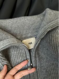 Thickened Double Zipper Knitted Open Cardigan Sweater Warm Versatile Loose Style Korean Version Long Sleeve Button Closure