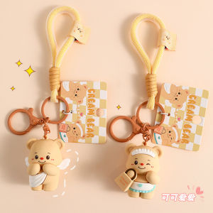MOJOYCE Creative Cartoon Butter Bear Doll Pendant Couple Keychain Couple Bag Hanger Deco