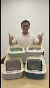 Premium Cat Litter Box (Free Scoop) Bekas Pasir Kucing Tandas Besar Fully Enclosed Covered Cat Toilet