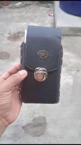 Sarung HP kulit sintetis 2slot/dompet HP kulit pria dua ruang list paku terlaris ukuran 65-7 inchi