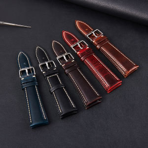New Spot Oil Wax Leather Leather Strap 18/19/20/21/22mm Bright Universal First Layer Retro Watch Strap Accessories Pin Buckle