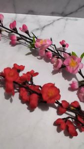 iCantiq 1 Tangkai Bunga SAkura Mei Hua Meihua IMlek Bunga SAkura Kain Artificial Bunga Hias - Warna Pink / Red