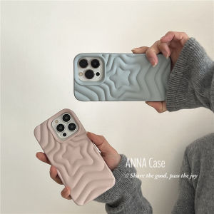 AnnaCase Ins Girl Pink Blue 3D Star iPhone 16 pro Max Soft Shell Full Cover Anti-Fall Protection Case Compatible with Apple 15 14 New Model