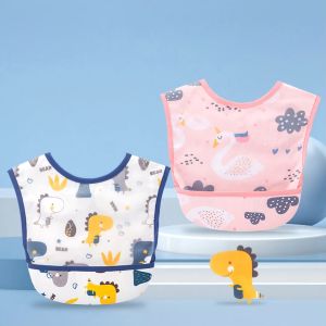 Áo  yếm ăn dặm cộc tay  dài tay cho bé có máng hứng chống thấm siêu sạch an toàn