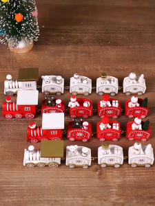 Christmas Wooden Train Toy Snowman Santa Claus Gingerbread Man Christmas Ornament Decor Xmas Gifts
