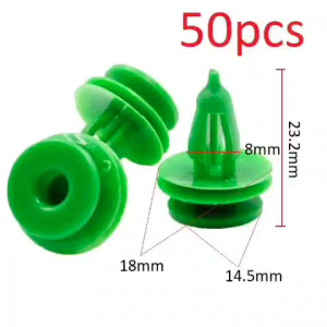 Set 50 đinh tán nhựa 8mm màu xanh lá cho cửa xe hơi - Kẹp đẩy chốt vít nở cho ô