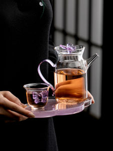 Bộ Ấm Trà Hình Bướm Thủy Tinh Borosilicate Cao Bộ Ấm Trà Pha Trà Bộ Chén Thủy Tinh Pha Chế Bộ Đồ Uống Phong Cách Nhật Bản