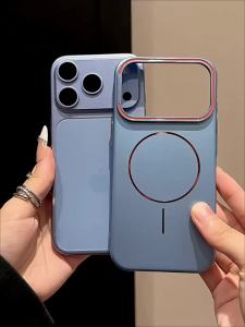 Lens Stand for MagSafe Metallic Color Phone Case For iPhone 16 17 18 Pro Max 15 14 13 Wireless Charging Shockproof Protect Cover