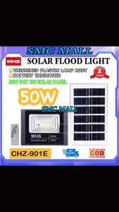 WHS 2 Year Warranty 50W Solar Led Outdoor Flood Light Street Lamp IP67 Waterproof With Remote Battery Indicator CHZ-901E